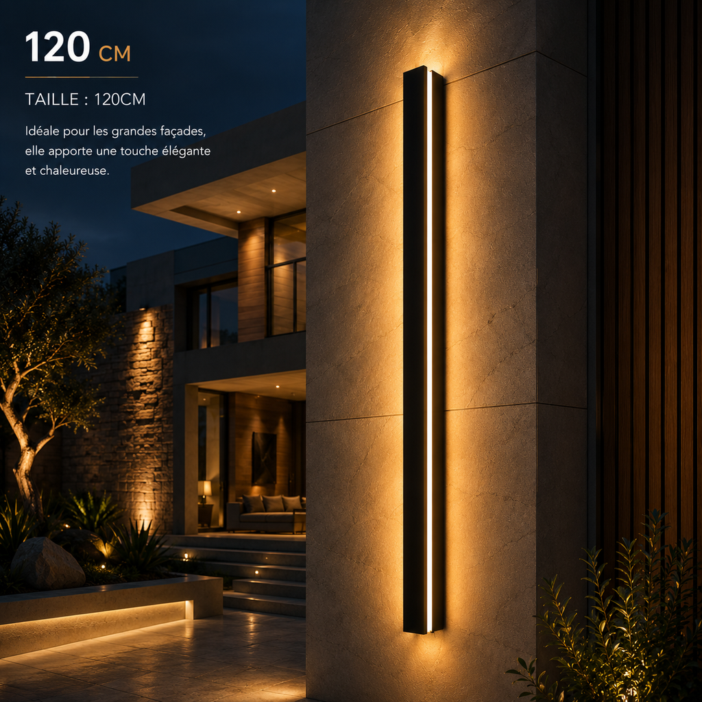 Applique Murale LED Extérieure Design IP65 – Lumière Verticale pour Façade et Terrasse