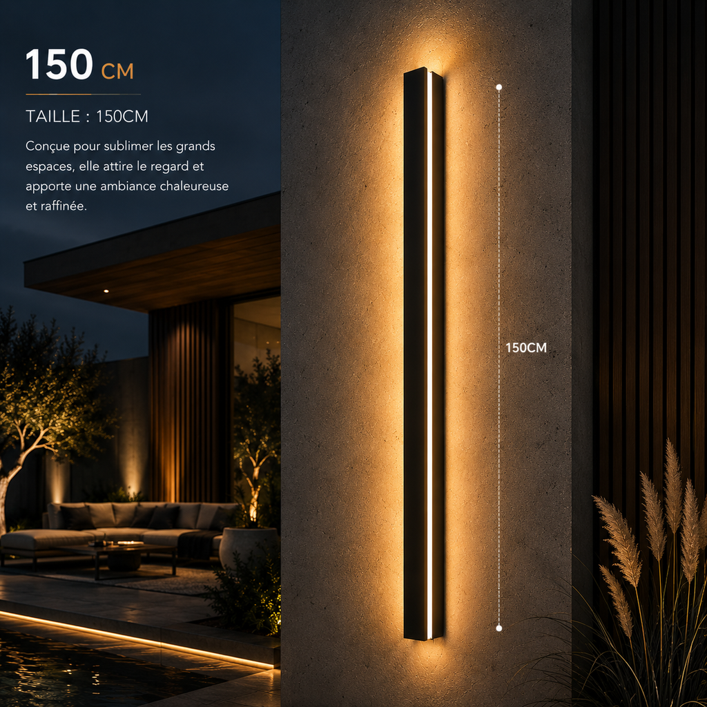 Applique Murale LED Extérieure Design IP65 – Lumière Verticale pour Façade et Terrasse