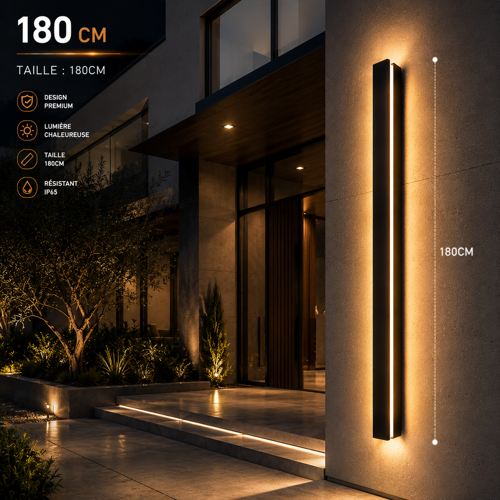 Applique Murale LED Extérieure Design IP65 – Lumière Verticale pour Façade et Terrasse