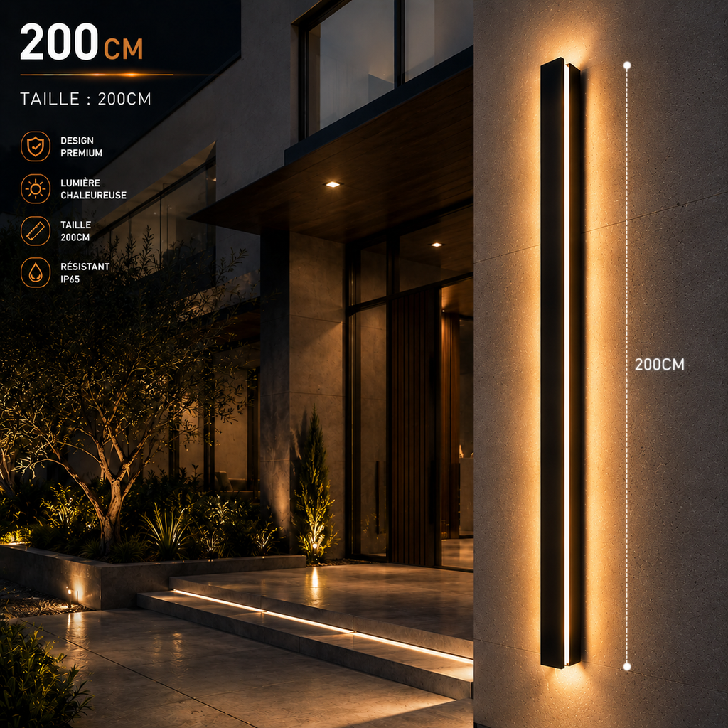 Applique Murale LED Extérieure Design IP65 – Lumière Verticale pour Façade et Terrasse