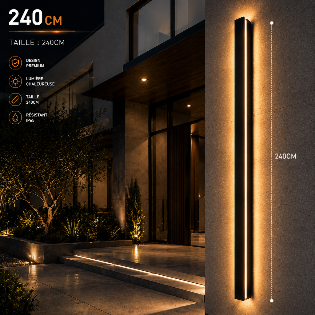 Applique Murale LED Extérieure Design IP65 – Lumière Verticale pour Façade et Terrasse