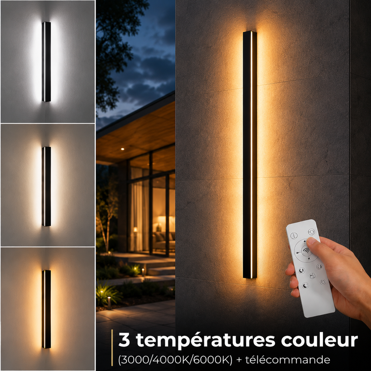 Applique Murale LED Extérieure Design IP65 – Lumière Verticale pour Façade et Terrasse