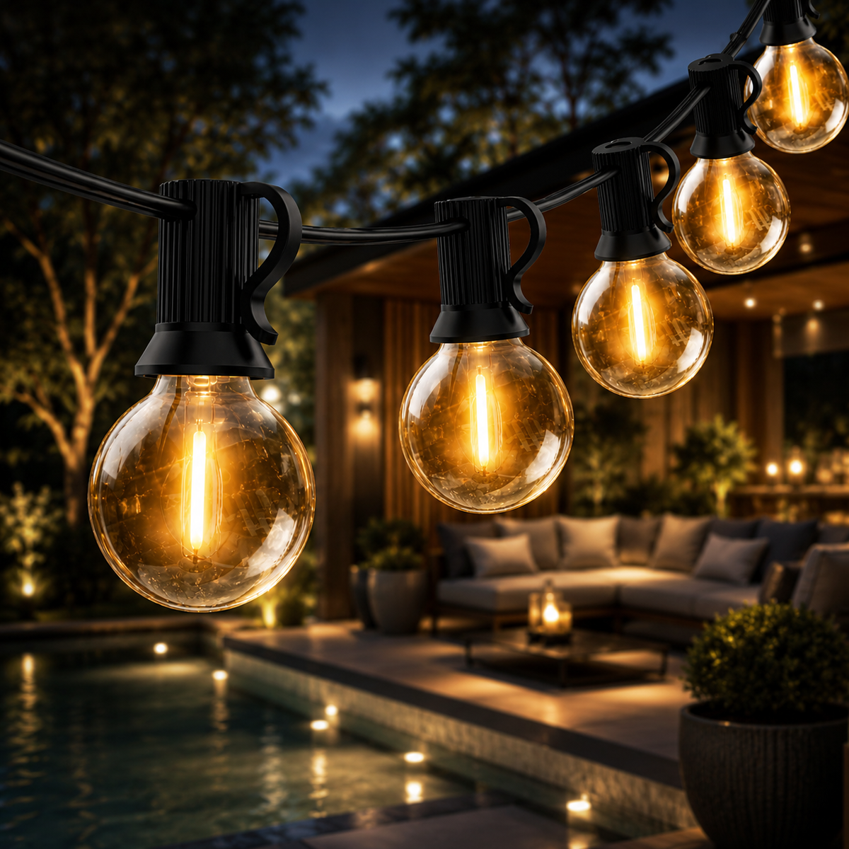 Guirlande LED Solaire G40 Extérieure – Lumière Guinguette Étanche pour Terrasse