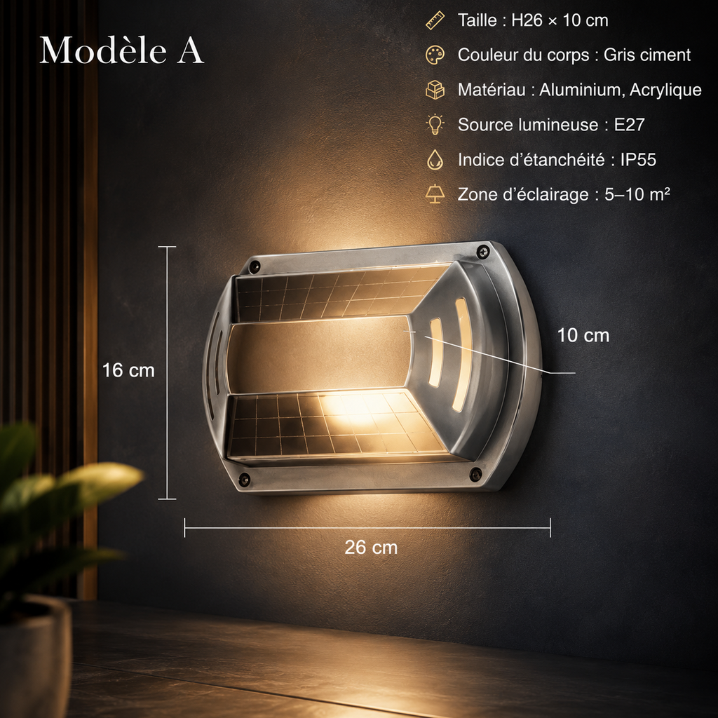 Applique Murale Extérieure Aluma – Luminaire Rétro Étanche pour Jardin, Porche et Façade