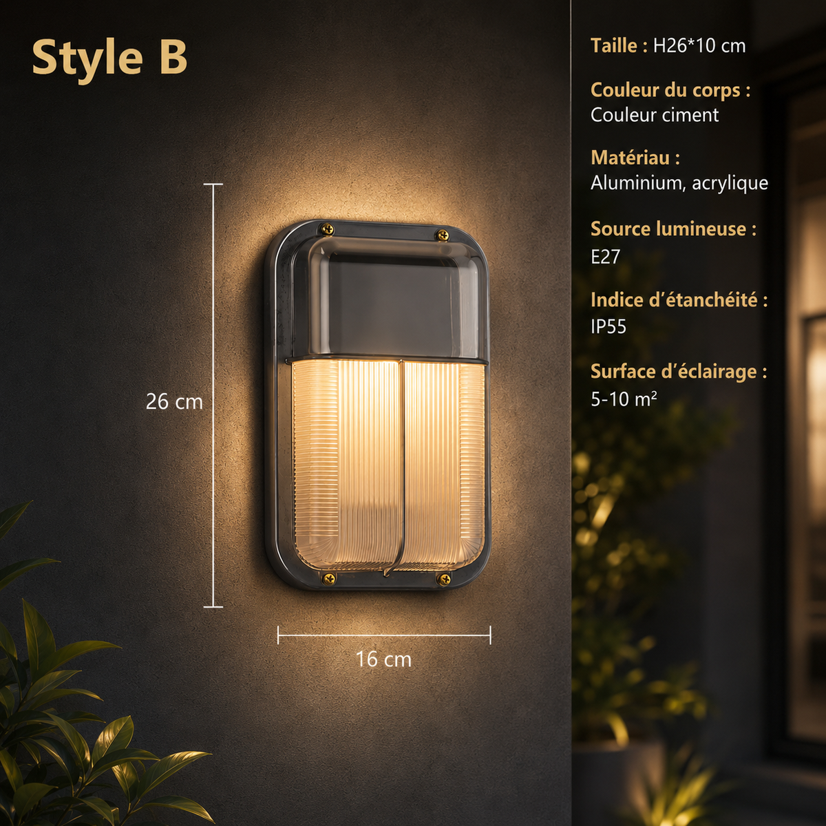 Applique Murale Extérieure Aluma – Luminaire Rétro Étanche pour Jardin, Porche et Façade