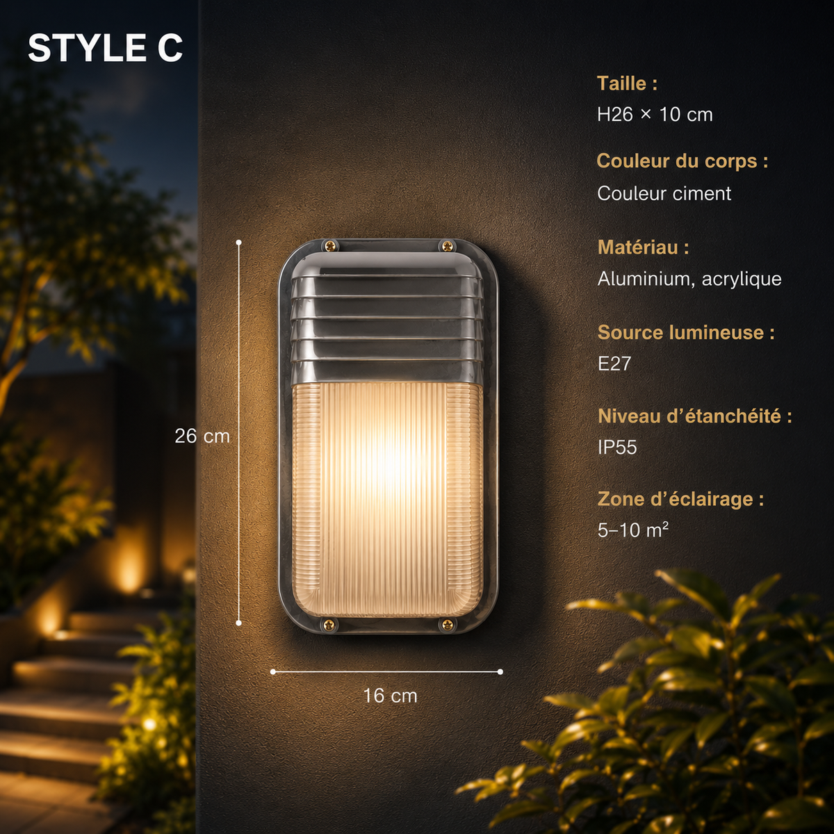 Applique Murale Extérieure Aluma – Luminaire Rétro Étanche pour Jardin, Porche et Façade