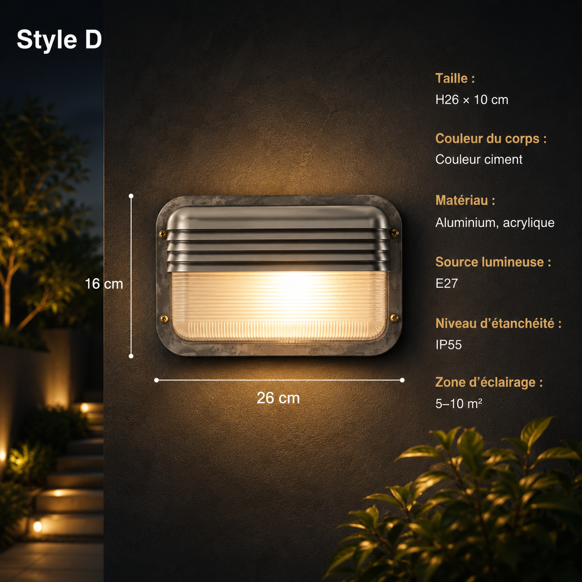 Applique Murale Extérieure Aluma – Luminaire Rétro Étanche pour Jardin, Porche et Façade