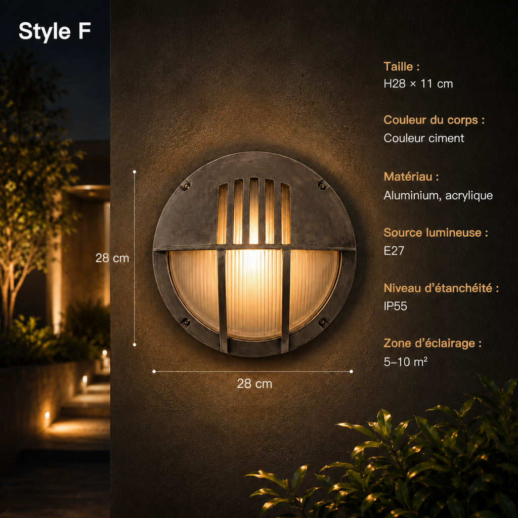 Applique Murale Extérieure Aluma – Luminaire Rétro Étanche pour Jardin, Porche et Façade