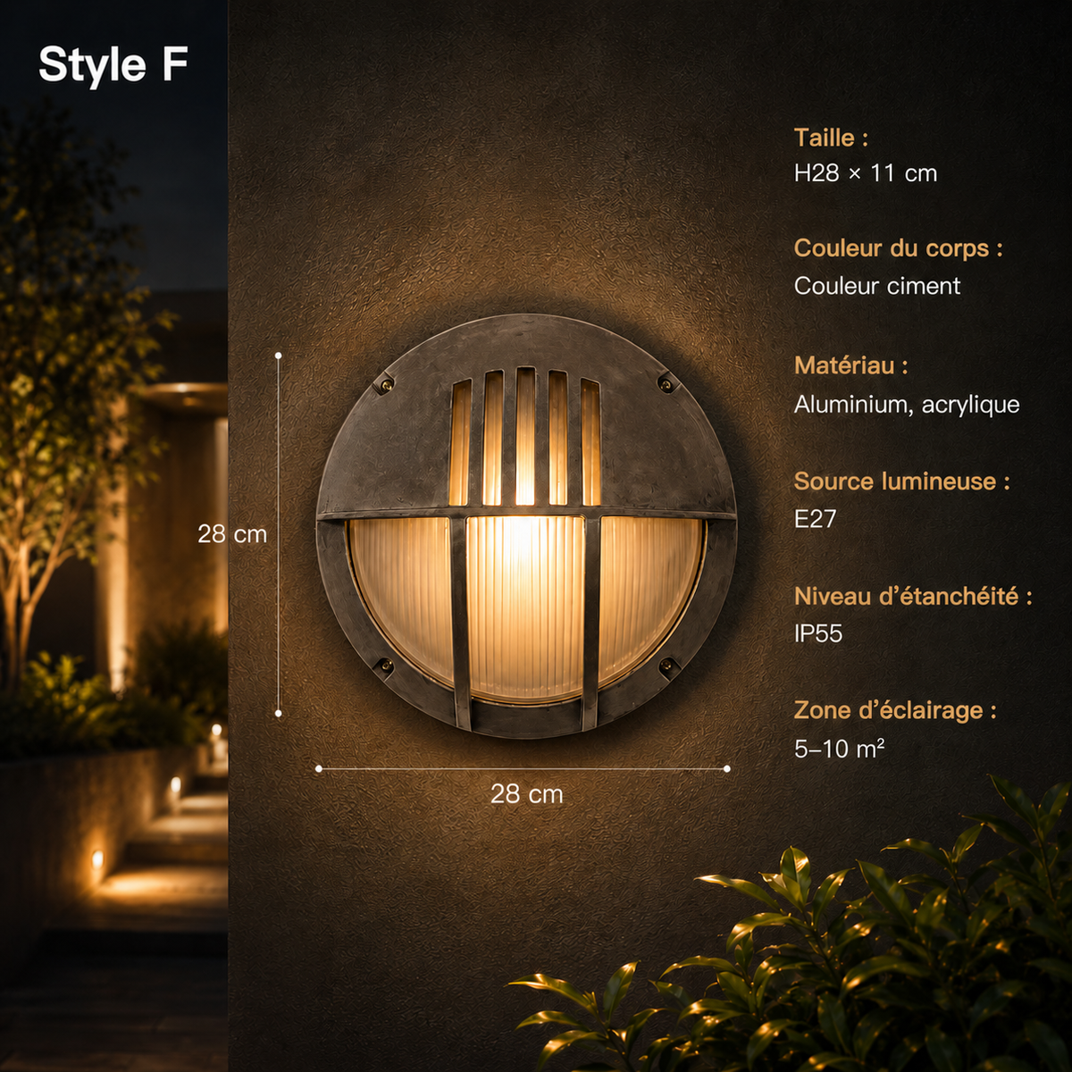 Applique Murale Extérieure Aluma – Luminaire Rétro Étanche pour Jardin, Porche et Façade