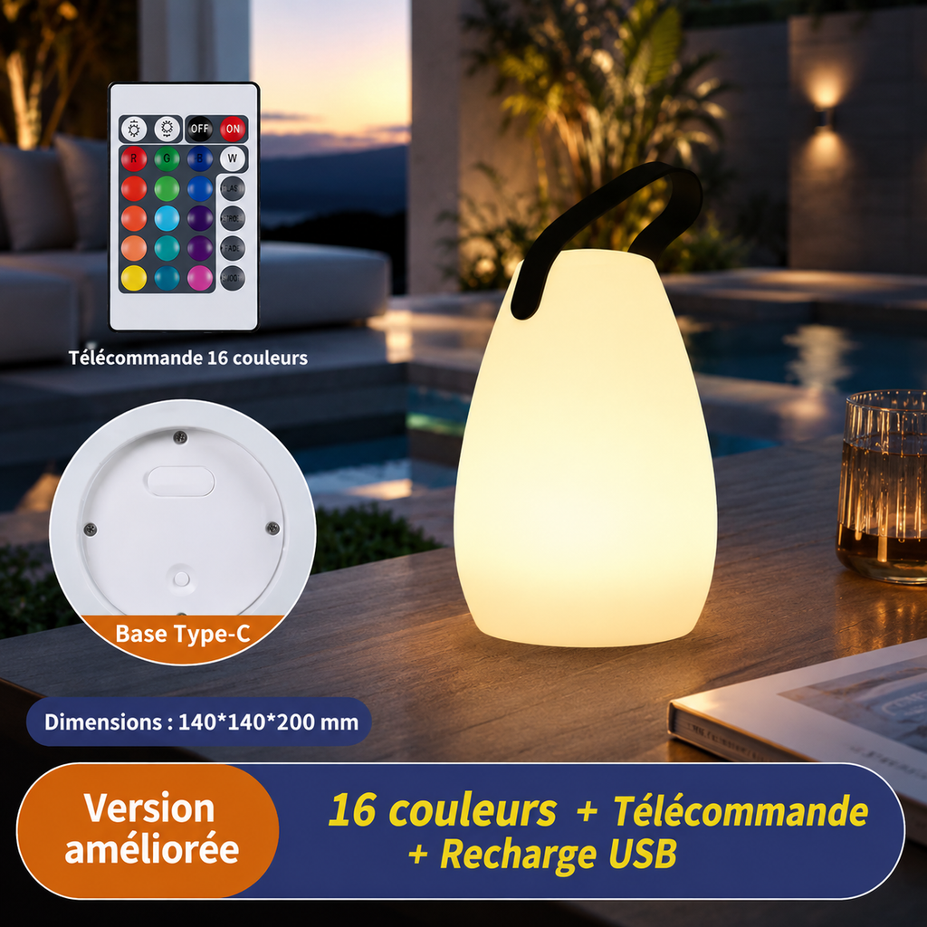 Lampe de Table Extérieure Glow – Éclairage LED Portable Rechargeable pour Terrasse et Jardin