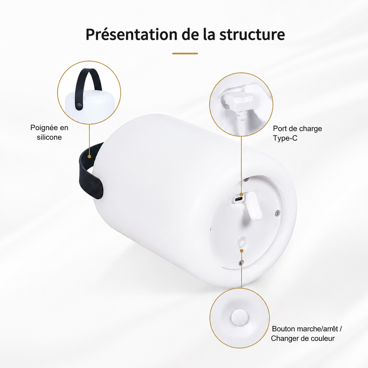 Lampe de Table Extérieure Glow – Éclairage LED Portable Rechargeable pour Terrasse et Jardin