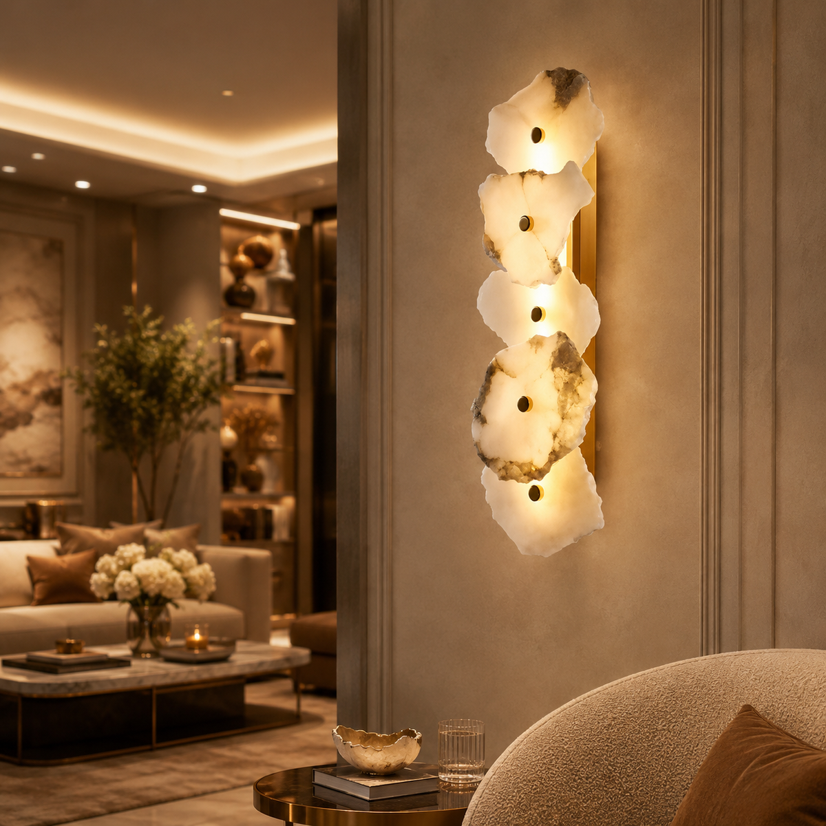 Applique Murale LED Marbre Naturel – Luminaire Élégant pour Intérieur