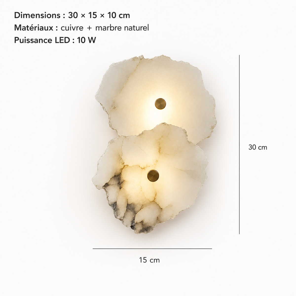 Applique Murale LED Marbre Naturel – Luminaire Élégant pour Intérieur