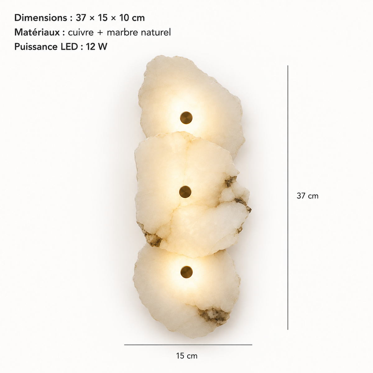 Applique Murale LED Marbre Naturel – Luminaire Élégant pour Intérieur