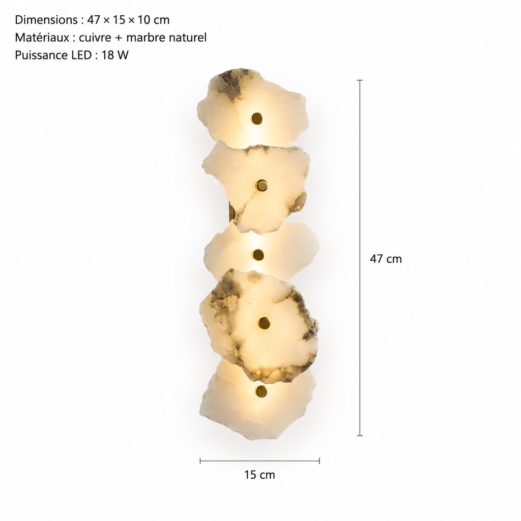 Applique Murale LED Marbre Naturel – Luminaire Élégant pour Intérieur