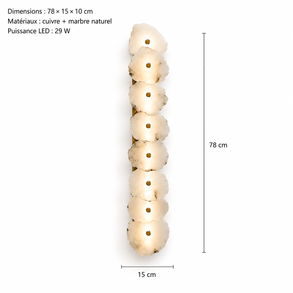 Applique Murale LED Marbre Naturel – Luminaire Élégant pour Intérieur