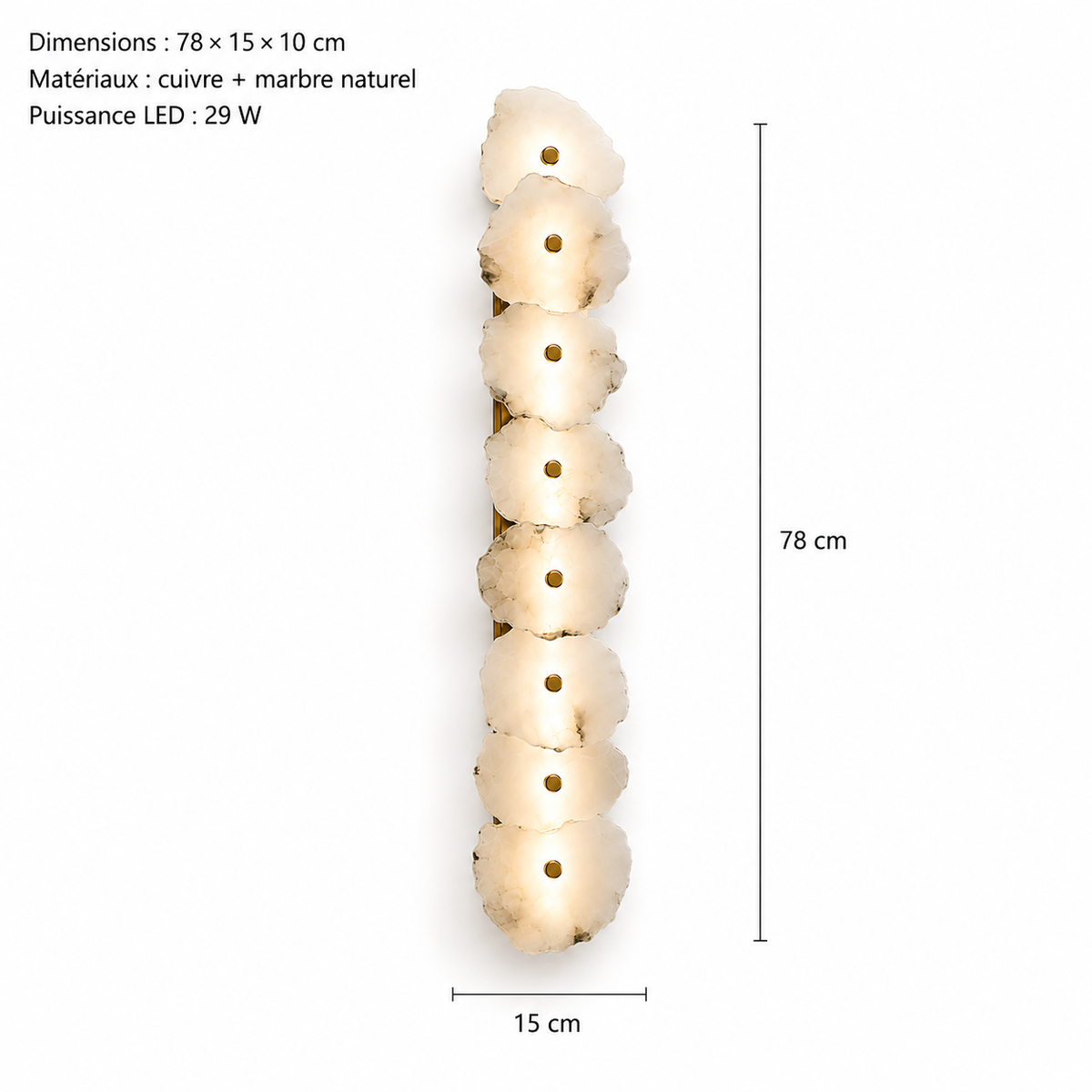 Applique Murale LED Marbre Naturel – Luminaire Élégant pour Intérieur