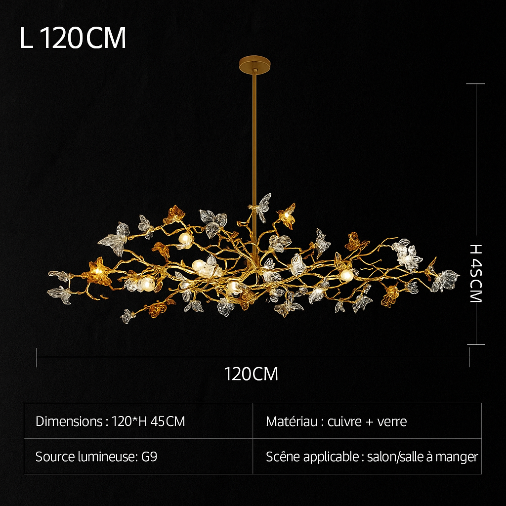 Lustre Branche Cuivre – Style Chinois Rétro