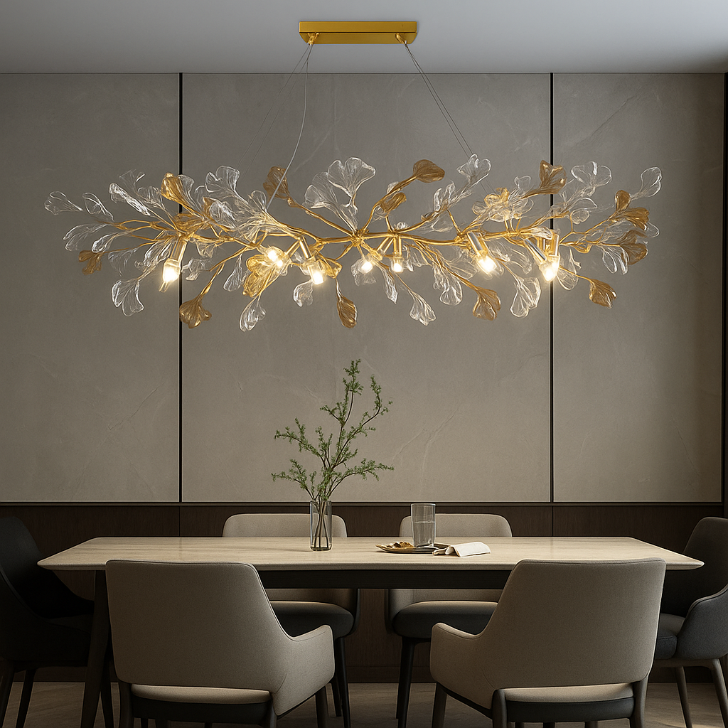 Lustre Feuilles de Verre Émaillées – Style Nordique