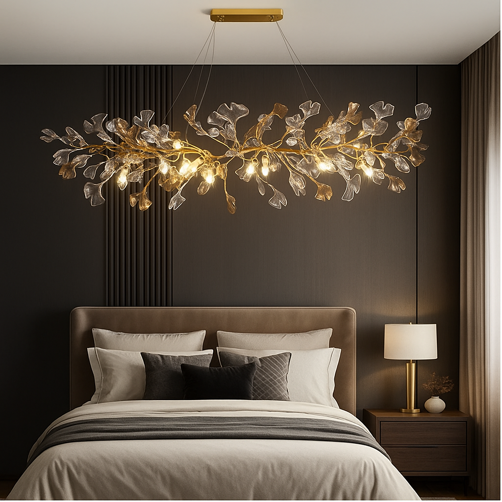 Lustre Feuilles de Verre Émaillées – Style Nordique