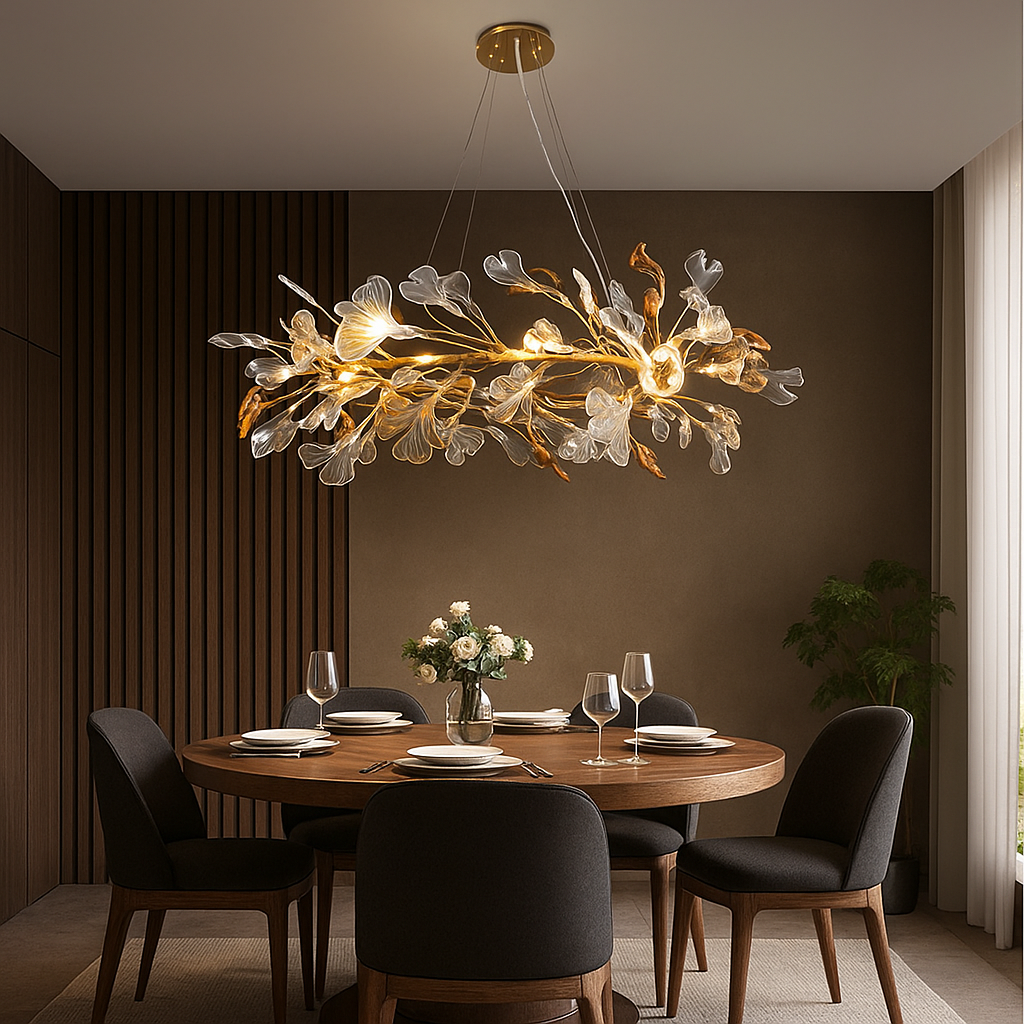 Lustre Feuilles de Verre Émaillées – Style Nordique