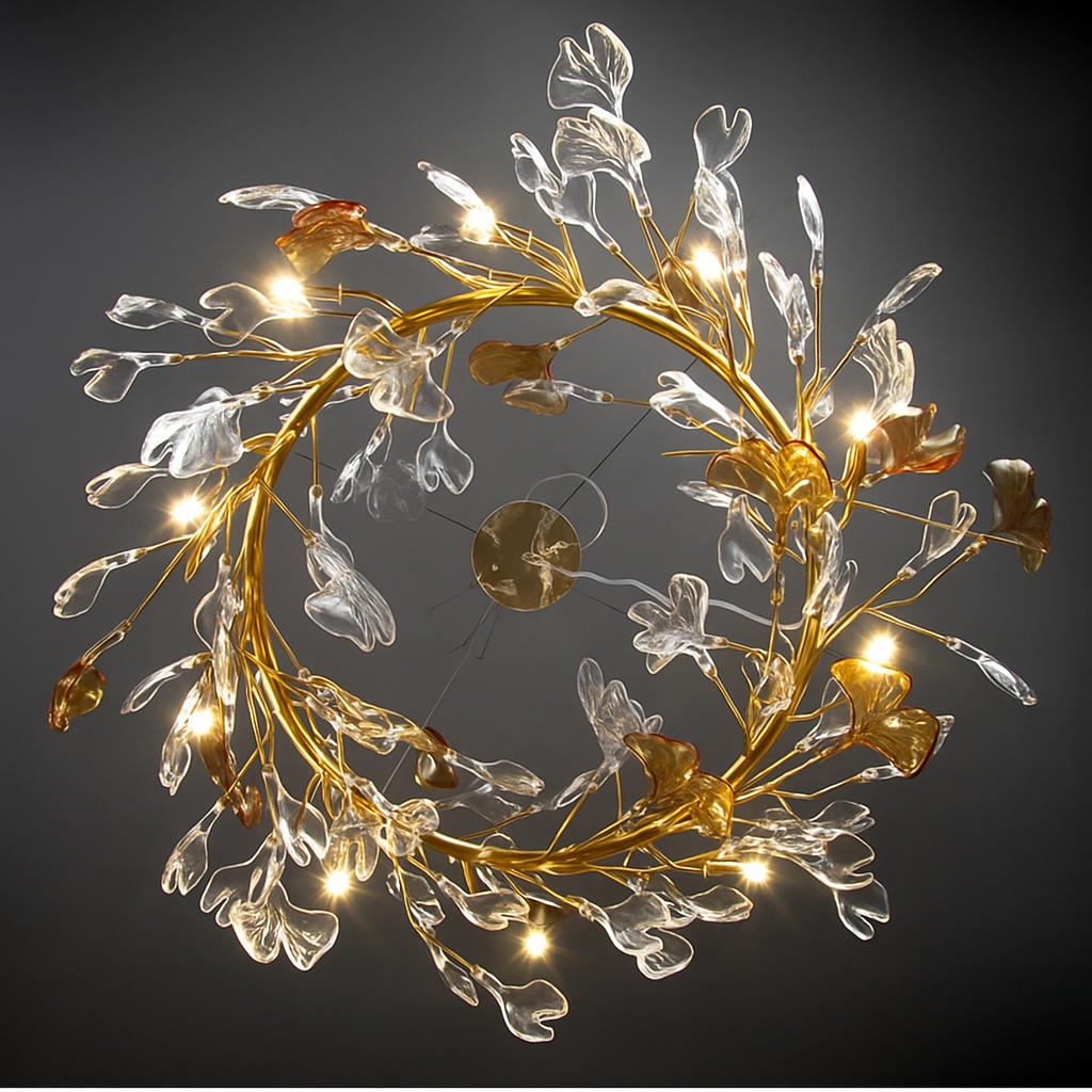 Lustre Feuilles de Verre Émaillées – Style Nordique