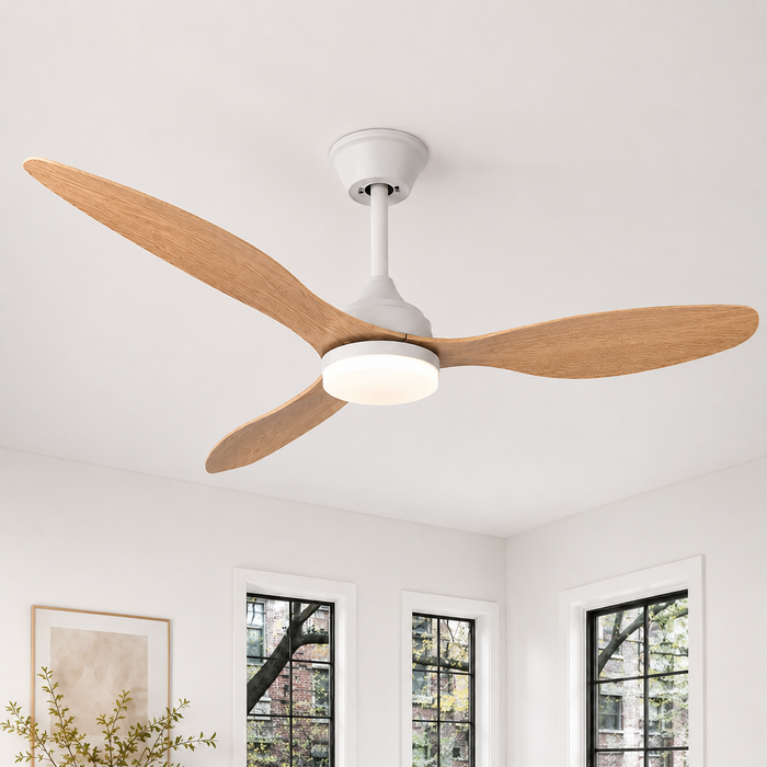 Ventilateur de Plafond avec Lumière LED 52 Pouces — Télécommande, Silencieux, Intérieur et Extérieur