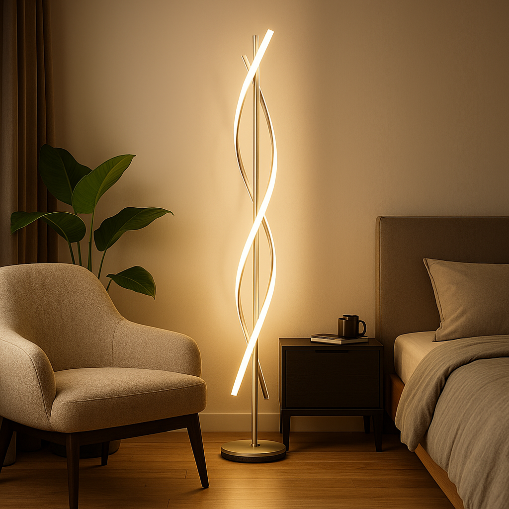 Lampadaire Spiral LED – Noir/Blanc