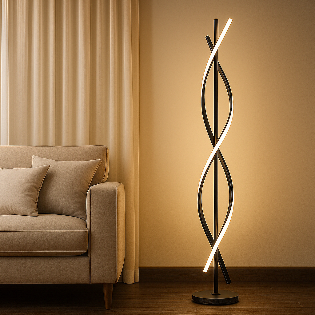 Lampadaire Spiral LED – Noir/Blanc