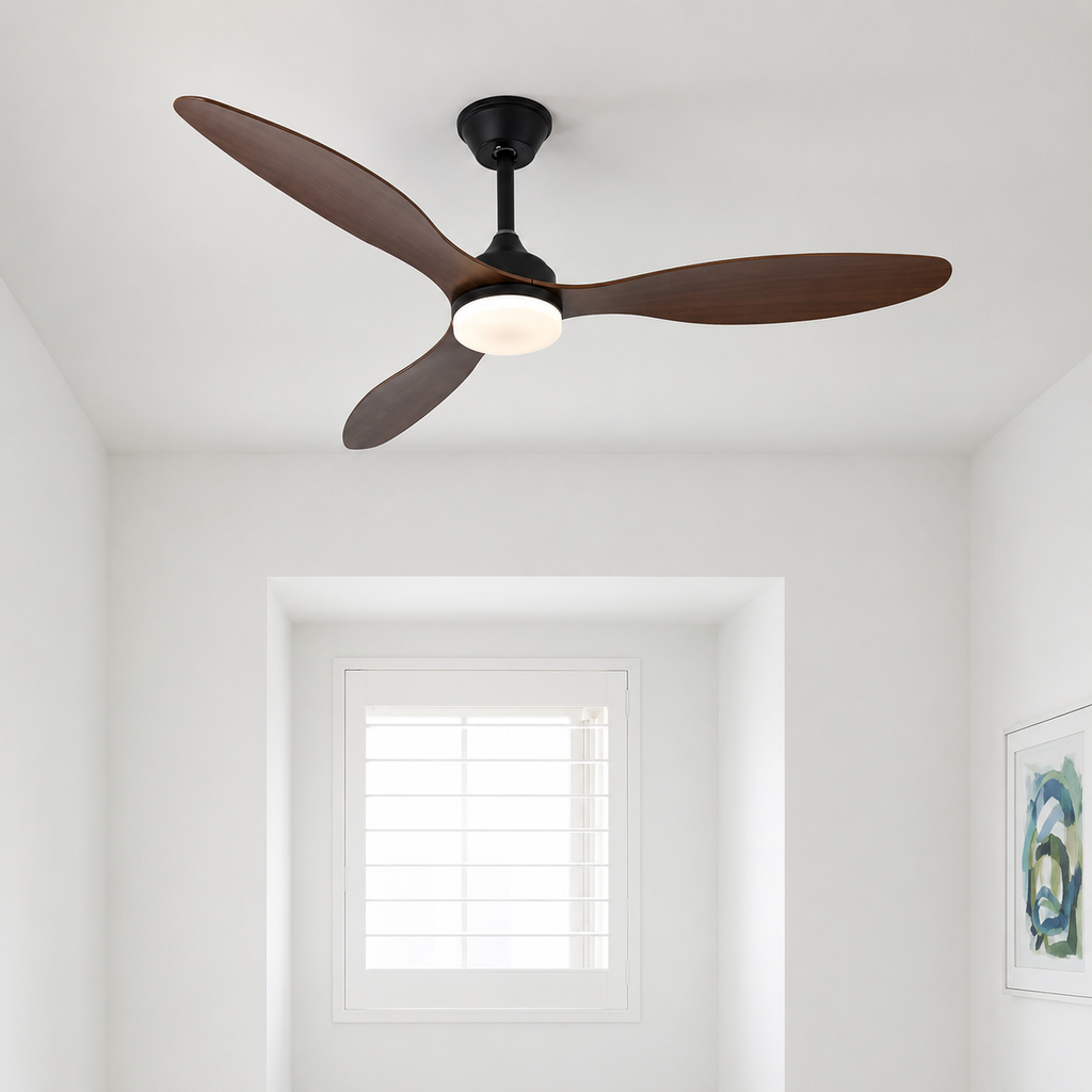 Ventilateur de Plafond avec Lumière LED 52 Pouces — Télécommande, Silencieux, Intérieur et Extérieur