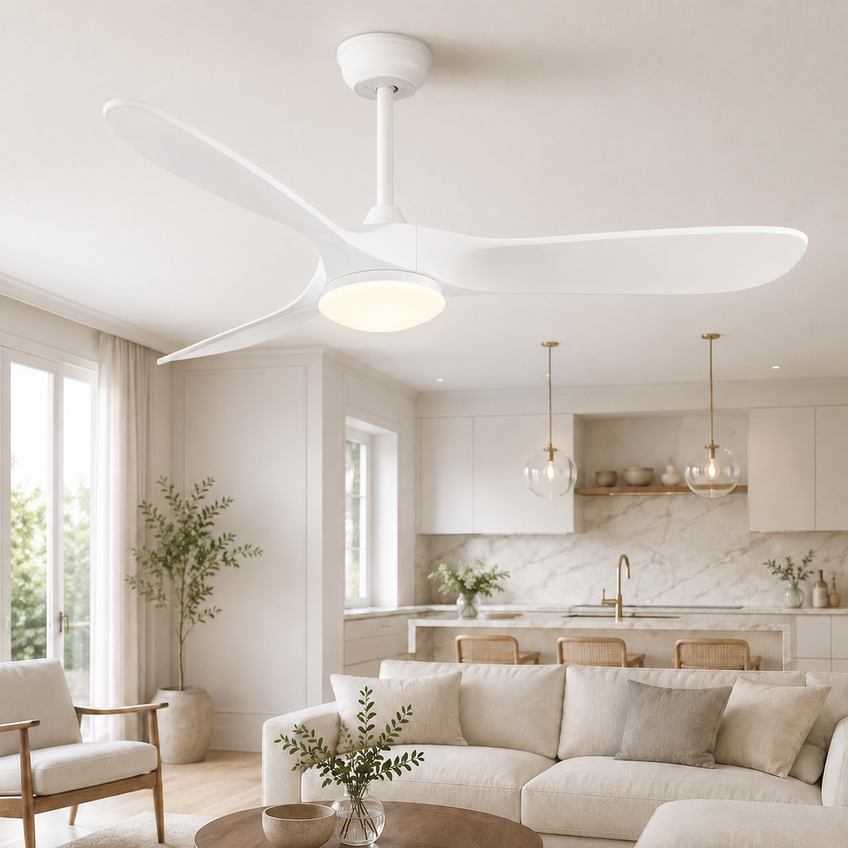 Ventilateur industriel vintage avec éclairage LED 24 W