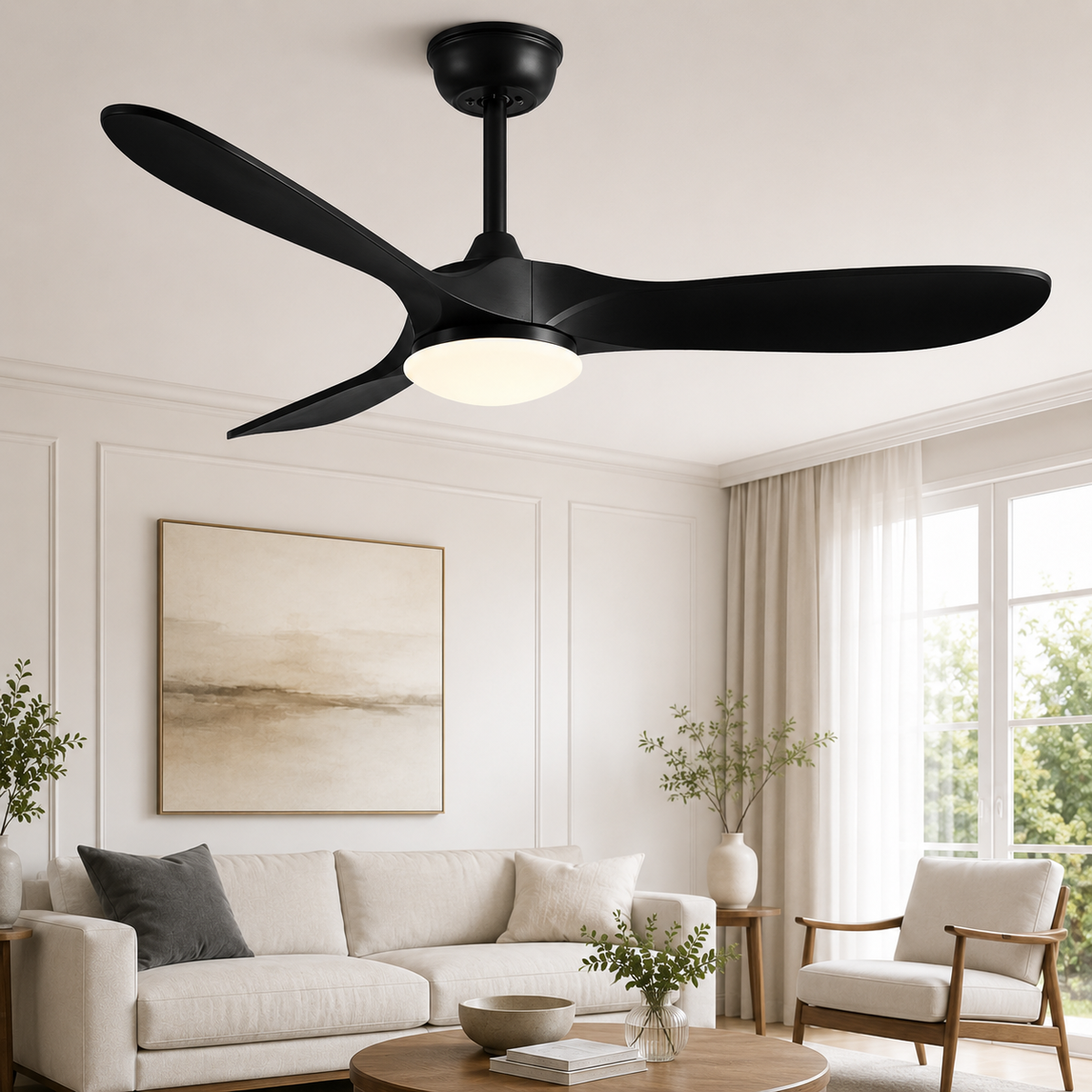 Ventilateur de Plafond Industriel Vintage — Moteur DC, Éclairage LED 24W, Télécommande & 6 Vitesses