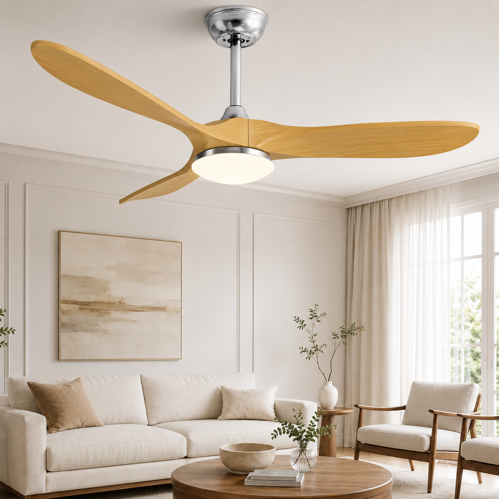 Ventilateur de Plafond Industriel Vintage — Moteur DC, Éclairage LED 24W, Télécommande & 6 Vitesses
