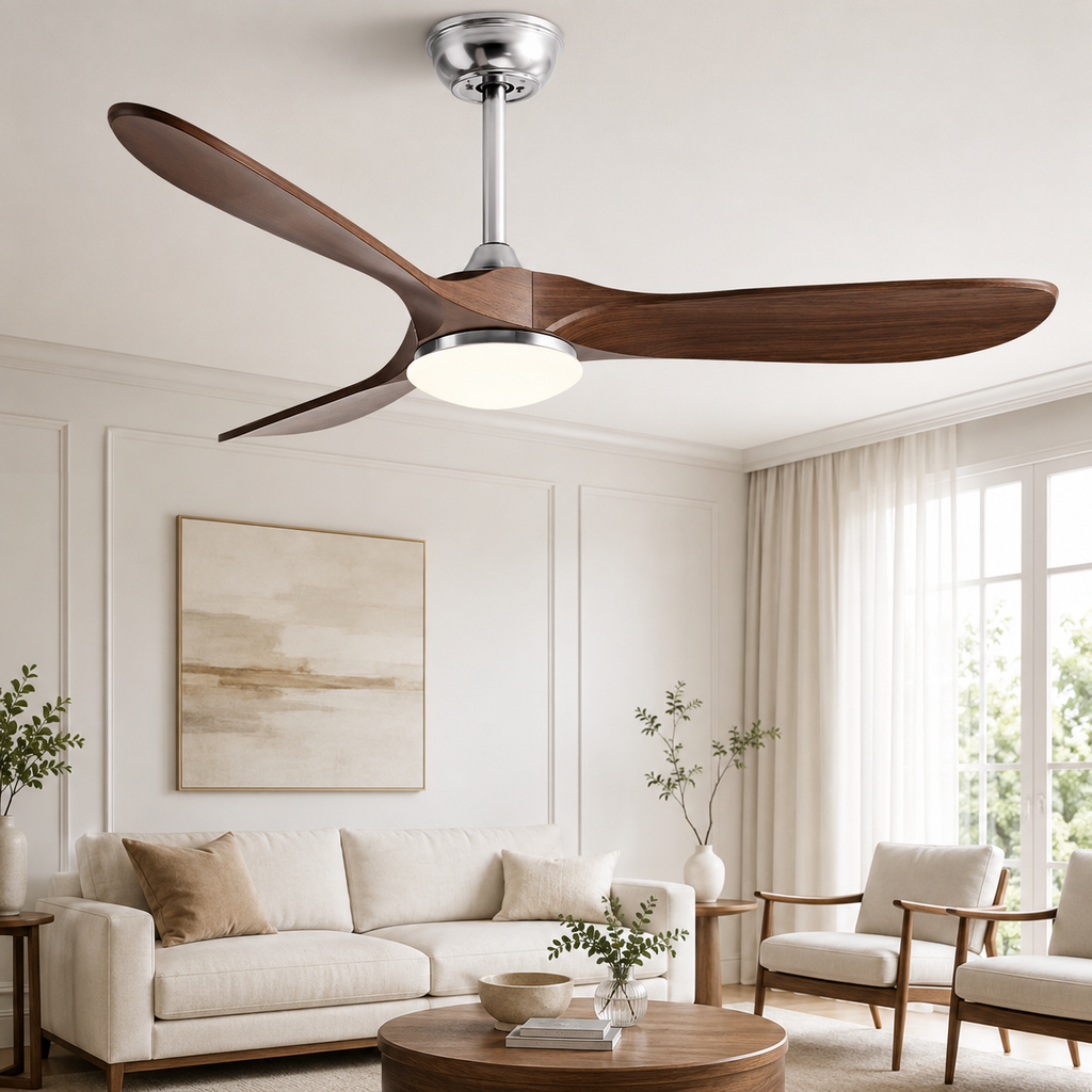 Ventilateur de Plafond Industriel Vintage — Moteur DC, Éclairage LED 24W, Télécommande & 6 Vitesses