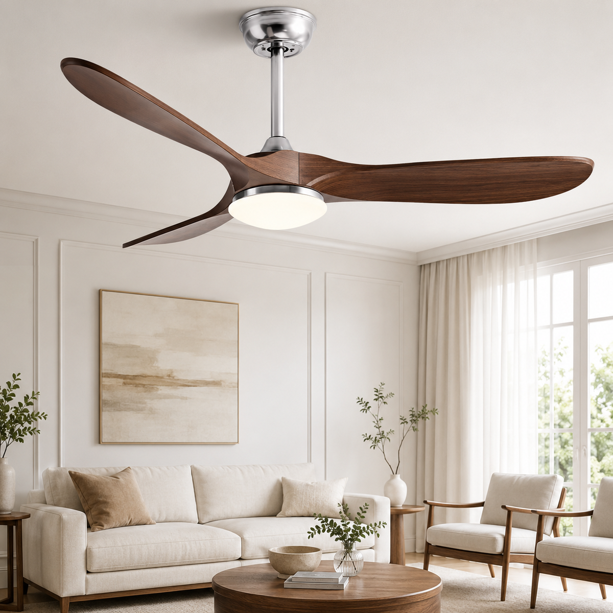 Ventilateur de Plafond Industriel Vintage — Moteur DC, Éclairage LED 24W, Télécommande & 6 Vitesses