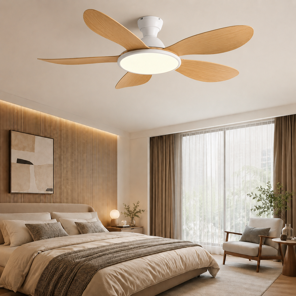 Ventilateur de Plafond Moderne 42/52 Pouces avec Lumière LED 60W — Moteur DC Silencieux, Télécommande