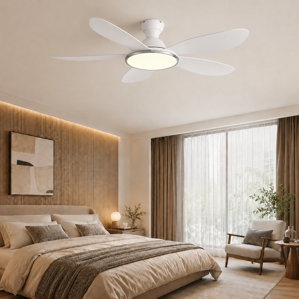 Ventilateur de Plafond Moderne 42/52 Pouces avec Lumière LED 60W — Moteur DC Silencieux, Télécommande
