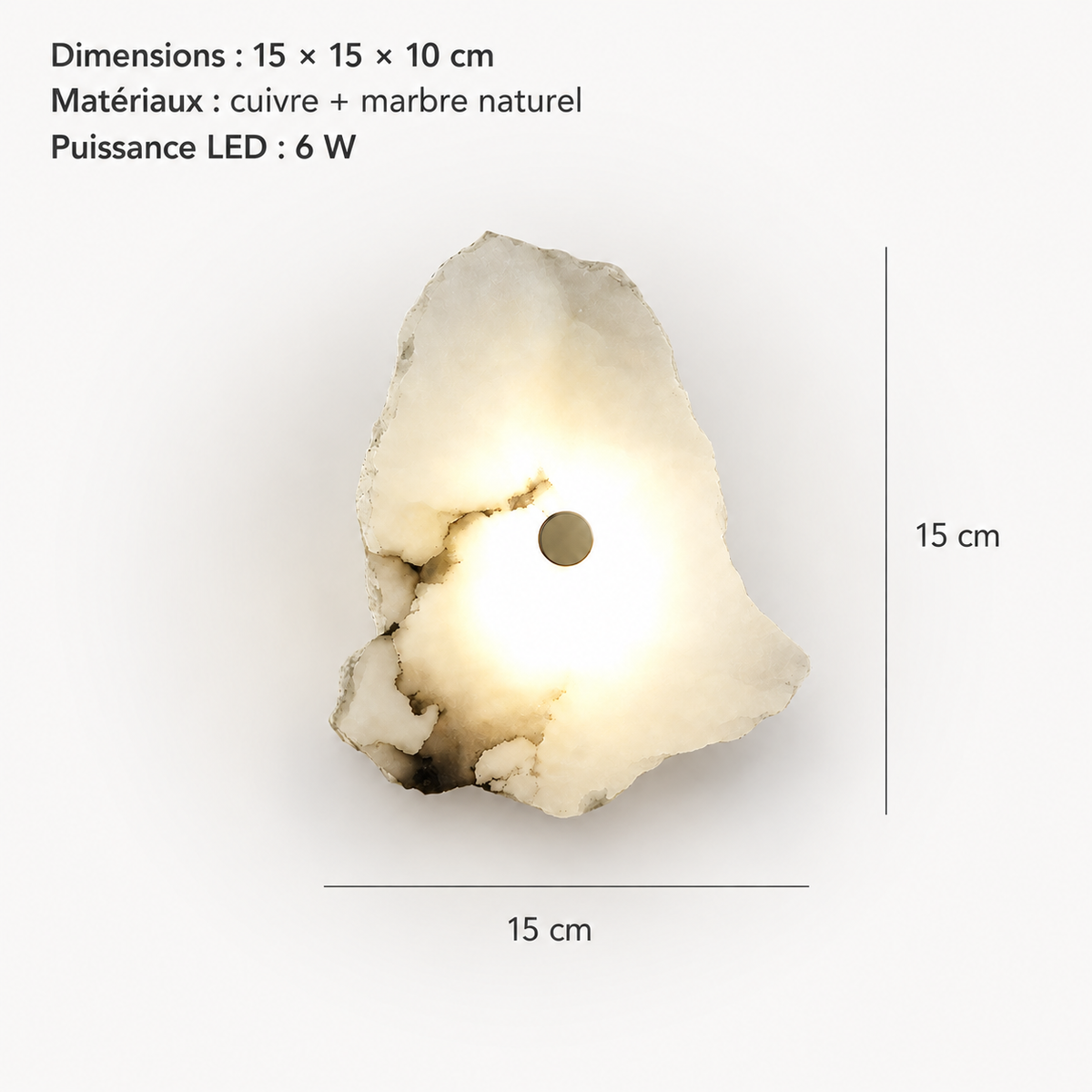 Applique Murale LED Marbre Naturel – Luminaire Élégant pour Intérieur
