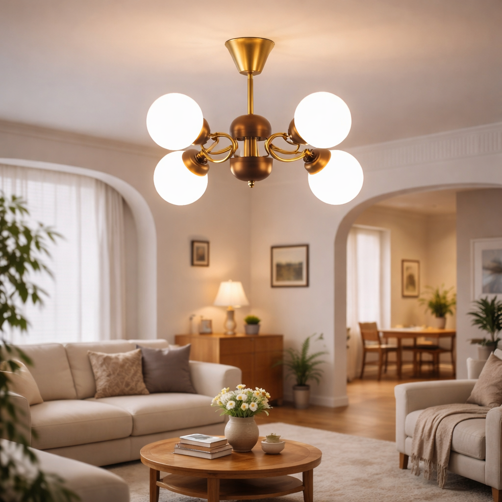 Lustre Héritage – Design Rétro Américain en Bois de Frêne et Verre Dépoli