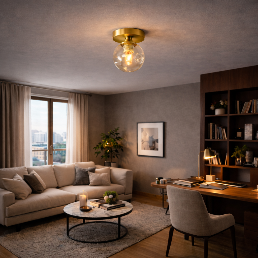 Plafonnier Rond Verre Opalin