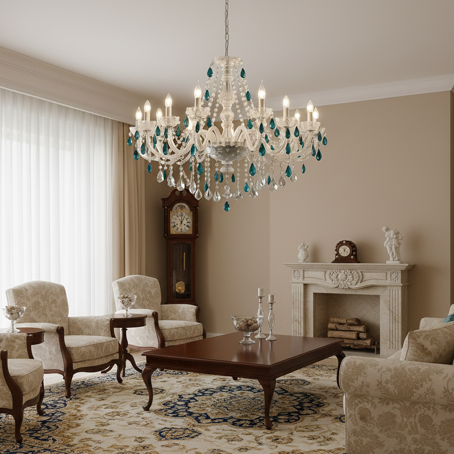 Lustre Cristal Bleu Cobalt – Édition Luxe