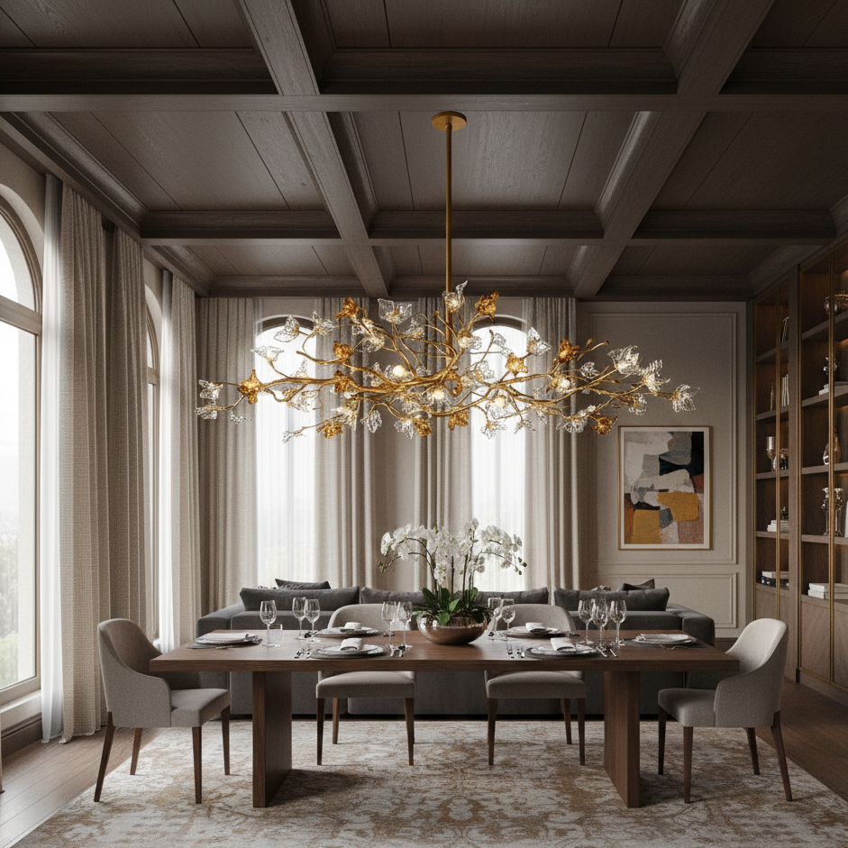 Lustre Branche Cuivre – Style Chinois Rétro