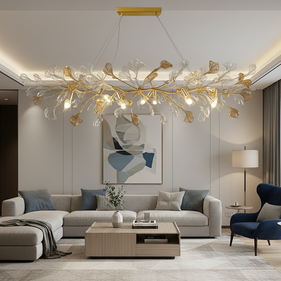 Lustre Feuilles de Verre Émaillées – Style Nordique