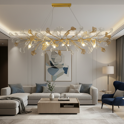 Lustre Feuilles de Verre Émaillées – Style Nordique