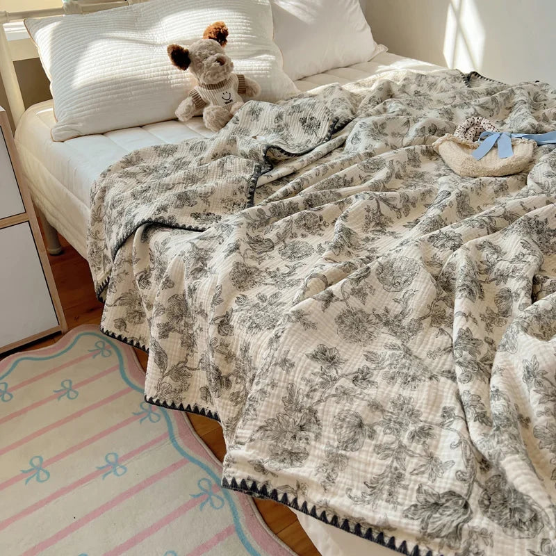 Plaid coton crepe leger ete motif enfant salon
