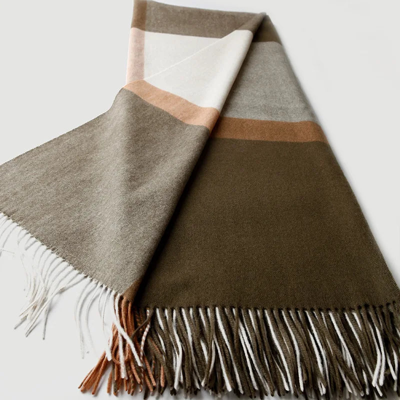 Plaid laine jacquard carreaux avec franges salon voyage