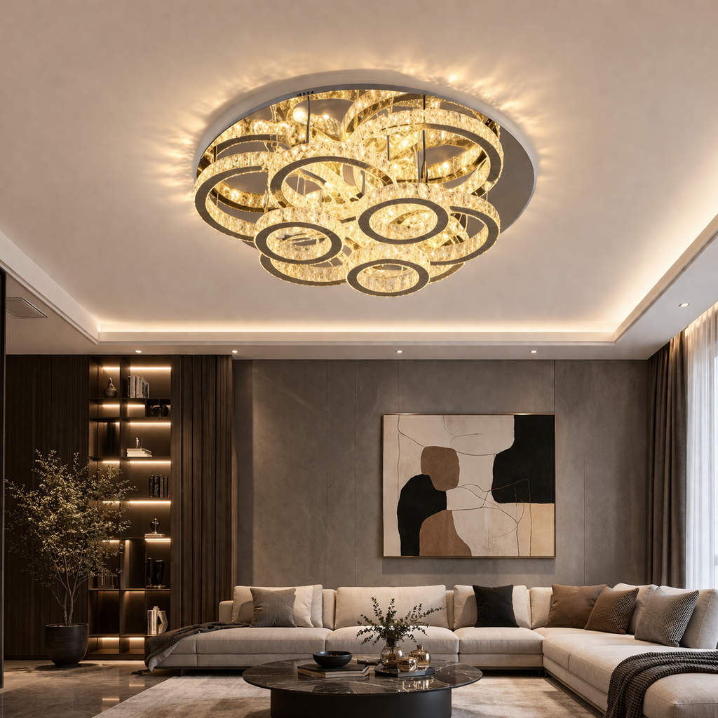 Plafonnier LED Cristal Design Doré