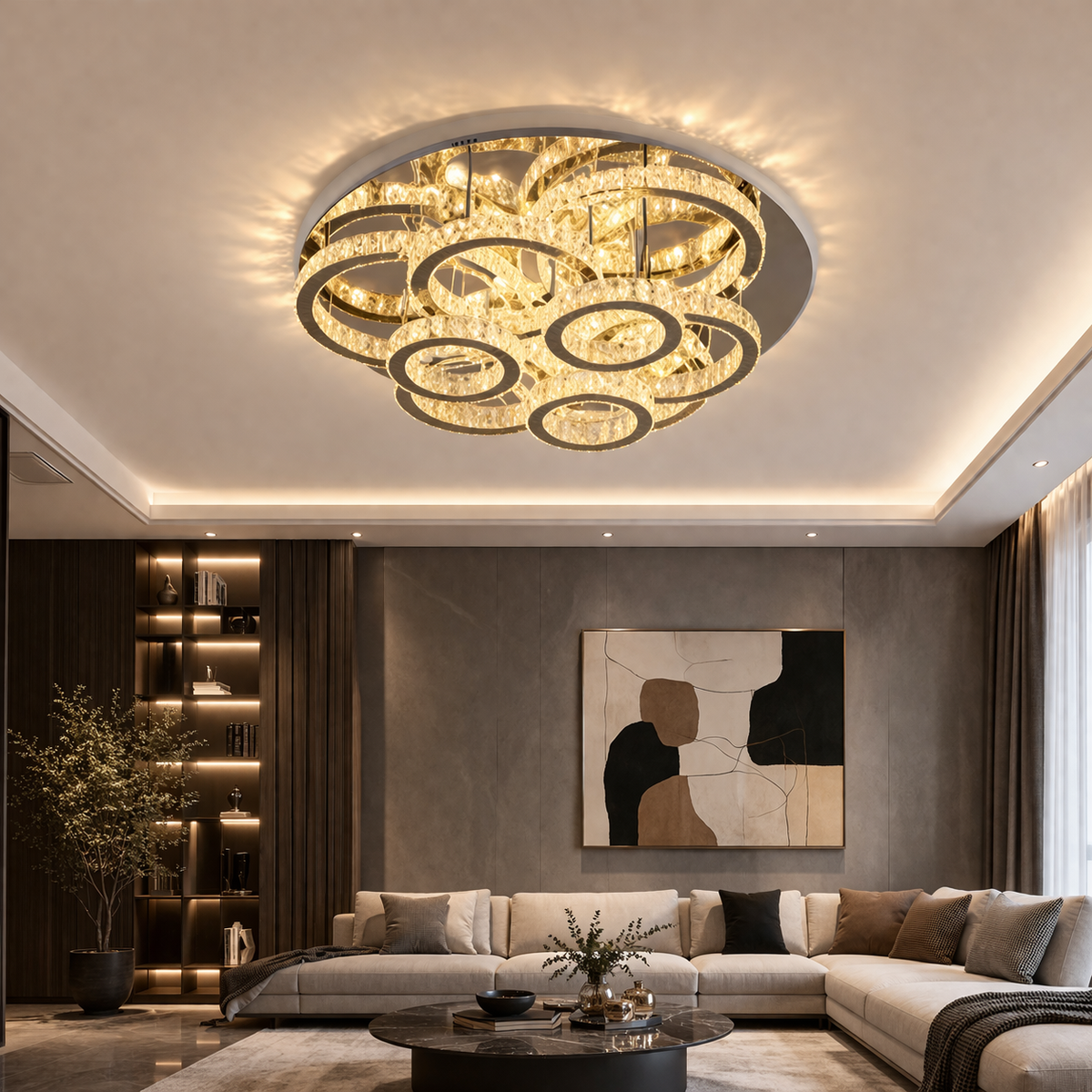 Plafonnier LED Cristal Design Doré