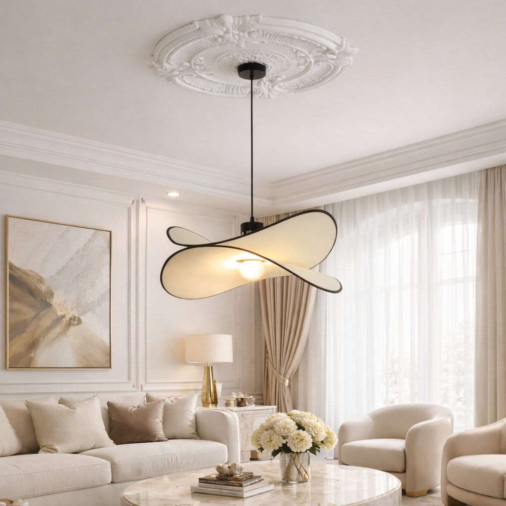 Suspension LED Ondulée Noire