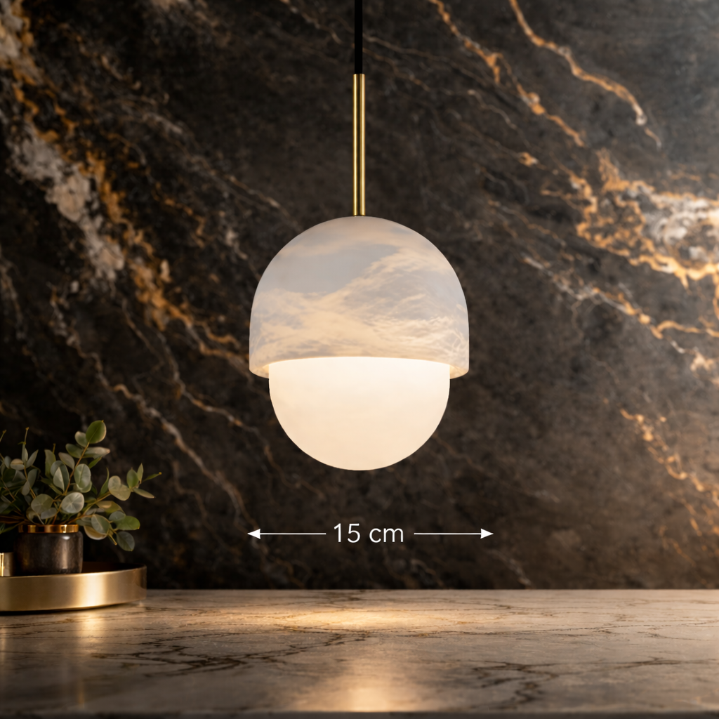 Suspension Boule Marbre Blanc